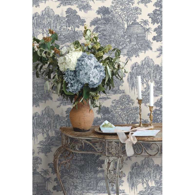 Papier peint Osterley Toile non collé, Bleu marine/bleu