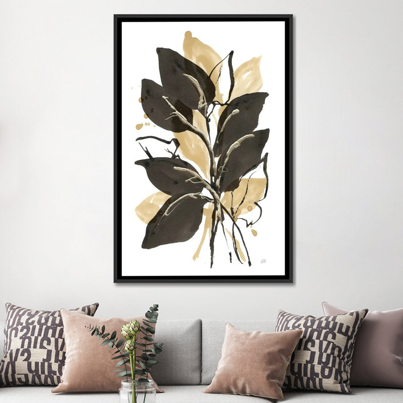 Natural Leaves II, 60" H x 40" W x 1.5" D, Black Floater Framed Canvas
