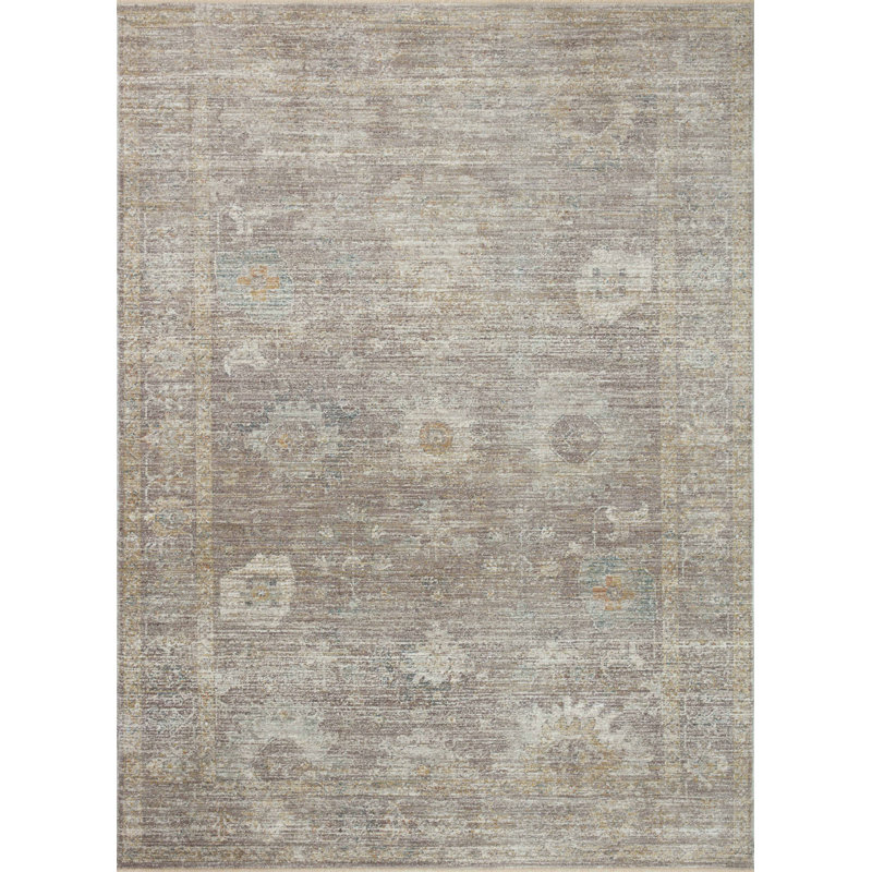 Millie Stone and Natural Floral 2' x 4' Synthetic Area Rug