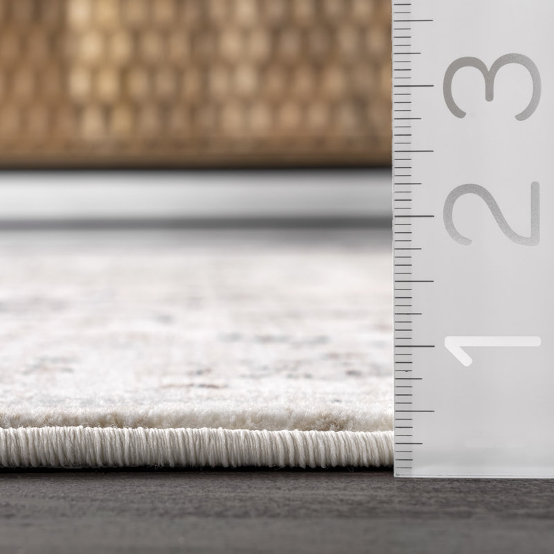 Uriegas Performance Medallion Fringed Beige/Gray/Brown Rug, Rectangle 5' 3" x 7' 7"