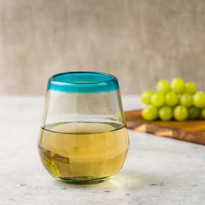 Clear Stemless Wine Handblown Mexican Glass