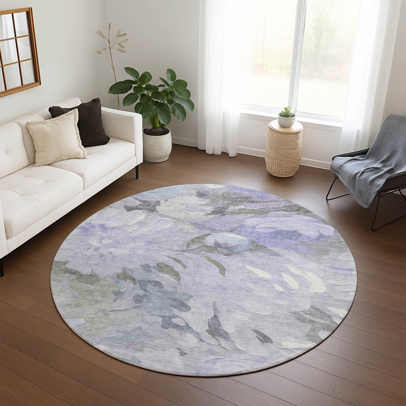 Tapis floral intérieur / extérieur lavable à la machine Jenning ACN2264, Rond 8 pi