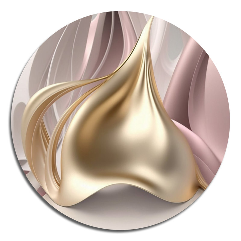 Minimal liquide or et vagues taupe II - impression sans cadre, L 16 po x H 16 po