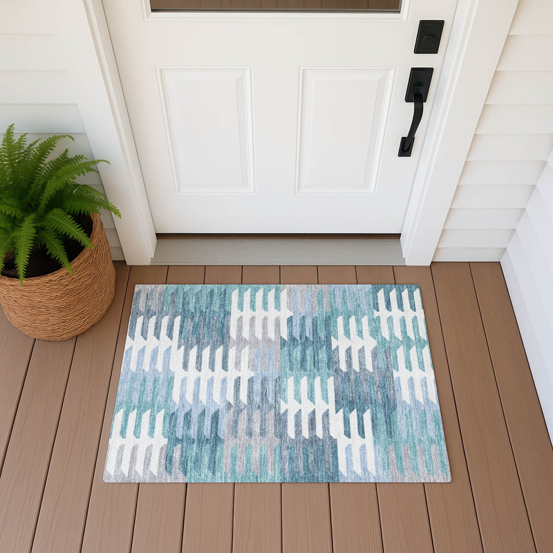 Machine Washable Indoor/Outdoor Aten ACN2328 Geometric Rug, Rectangle 1'8" x 2'6"