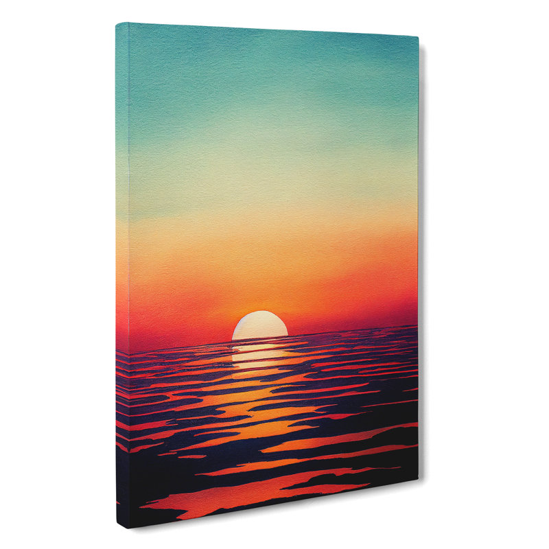 Ocean Sunset In Watercolour No.6 - Wrapped Canvas, 50cm H x 35cm W x 3cm D