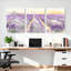 Ensemble de 3 tableaux sur toile représentant un champ de lavande avec des hérons blancs-782809984