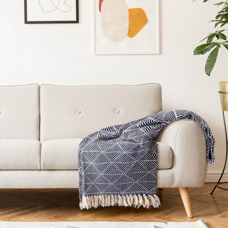  Zahra Blanket/Throw For Sofa Chair Bed Ochre, Blue, 150cm x 130cm