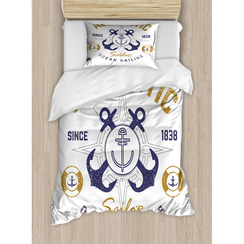 Coastal Polyester Duvet Cover, Twin Duvet Cover + 1 Standard Sham