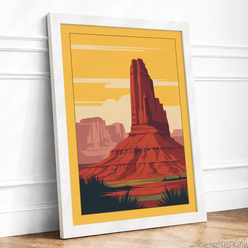 Desert Monument Retro - Framed Print, A3 - 42.0 x 29.7 cm, White