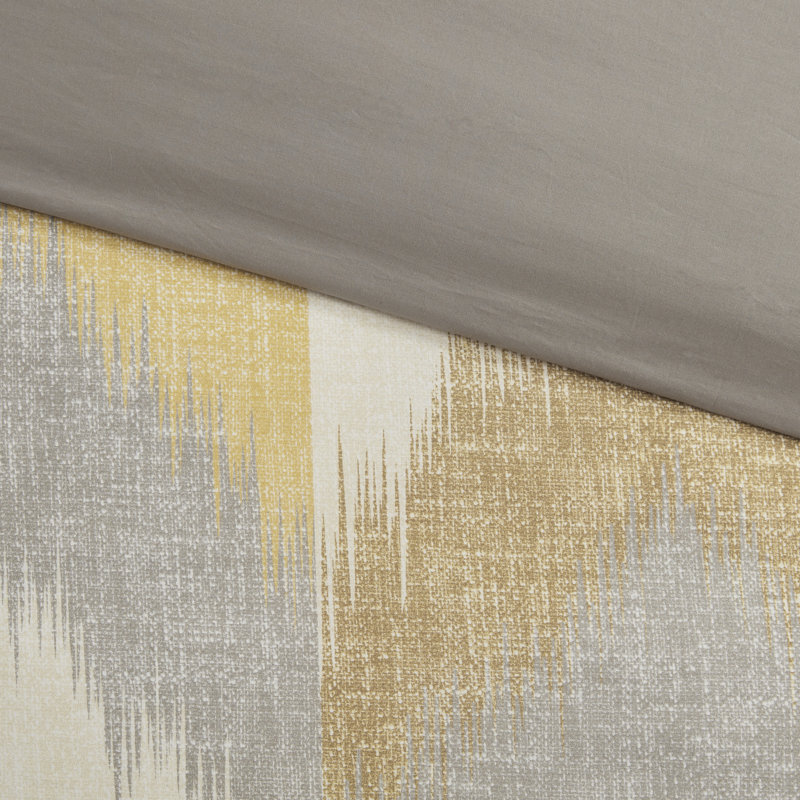 Full/Queen Blush and Gray Cotton Ikat Sham Set