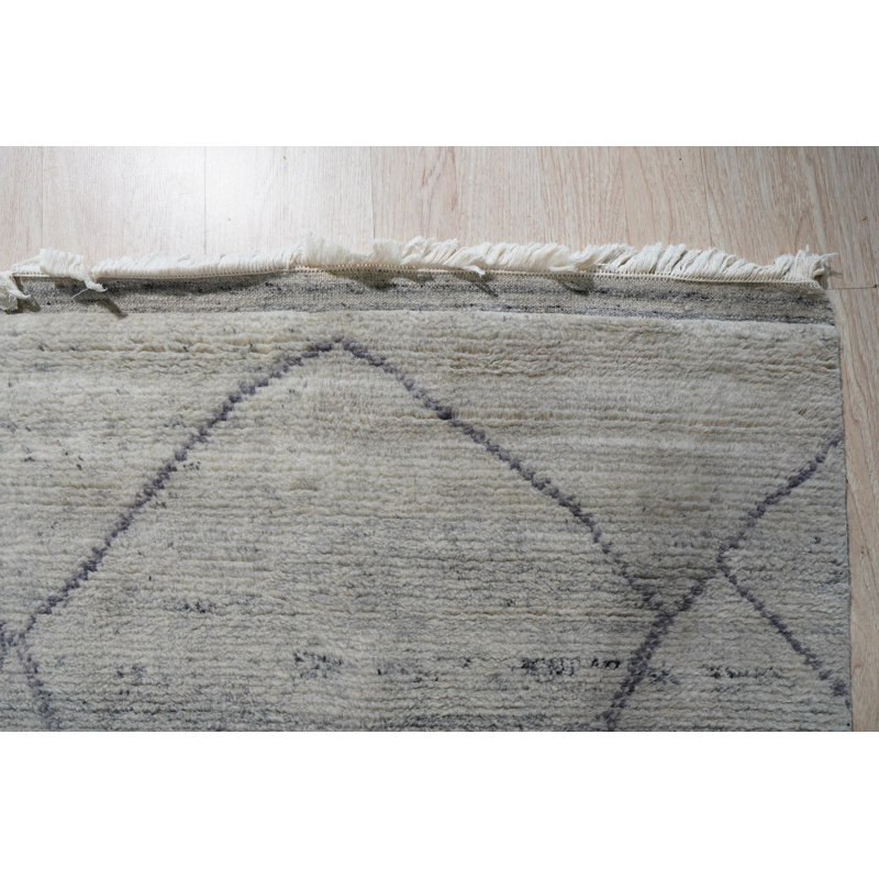 Gray Hand-Knotted Wool Diamond Weave Modernist Design Modern Contemporary Carpet Rug, 8' x 10'