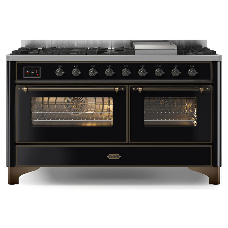 Majestic II 60" 5.02 cu. ft. Freestanding Dual Fuel Range with Griddle, Emerald Green/Brass, Liquid Propane