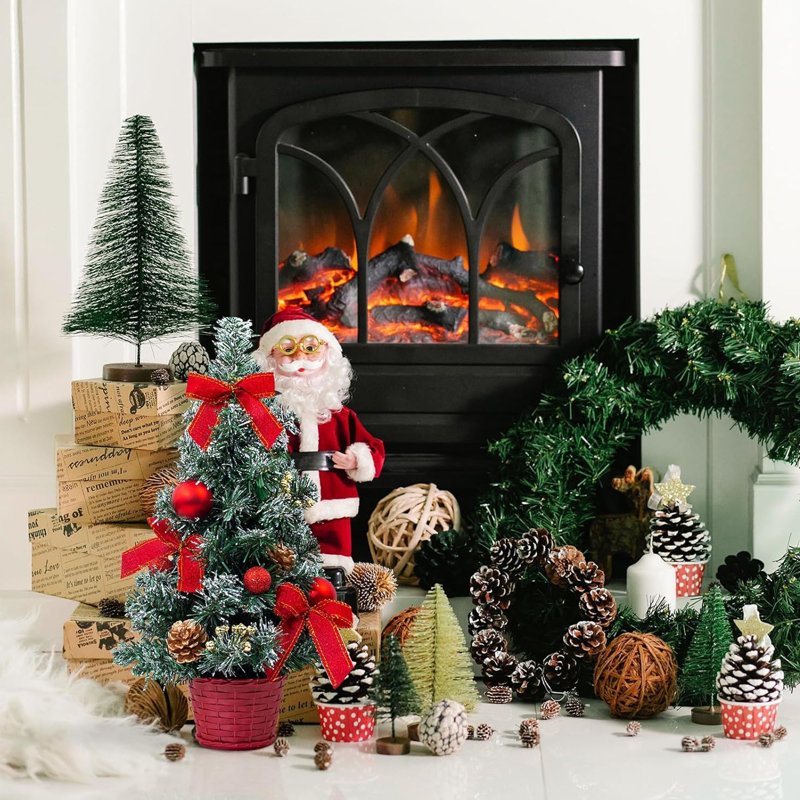 Décoration de Noël, mini plateau de table artificiel, décorations pour fêtes, or