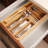 Kitchen Utensil Silverware Drawer Organizer - Bamboo Large Flatware Cutlery Tray With 6 Compartment Dividers For ALL SIZE Forks Knives And Spoons