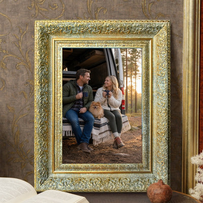 Cadre 11 po x 14 po orné de 1 pièce or antique pour décor de manteau de cheminée