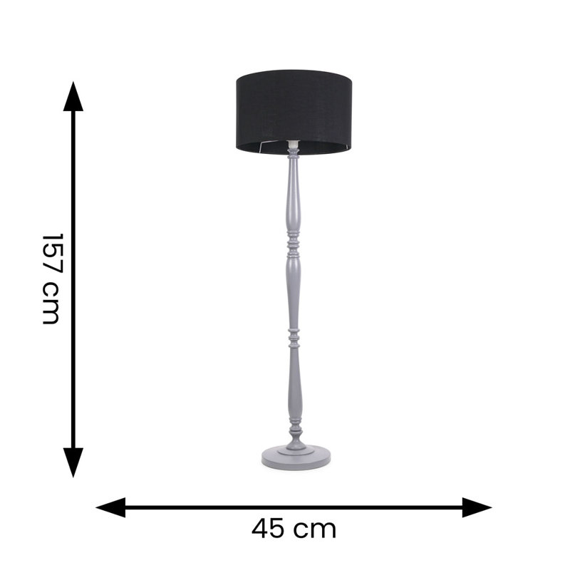 Arialdo 157cm Traditional Floor Lamp, Matte Grey, Black