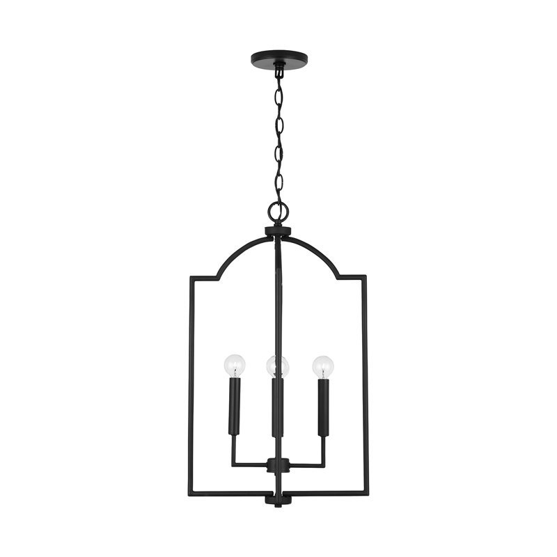Lustre géométrique unique à 4 lumières Carter, Noir mat