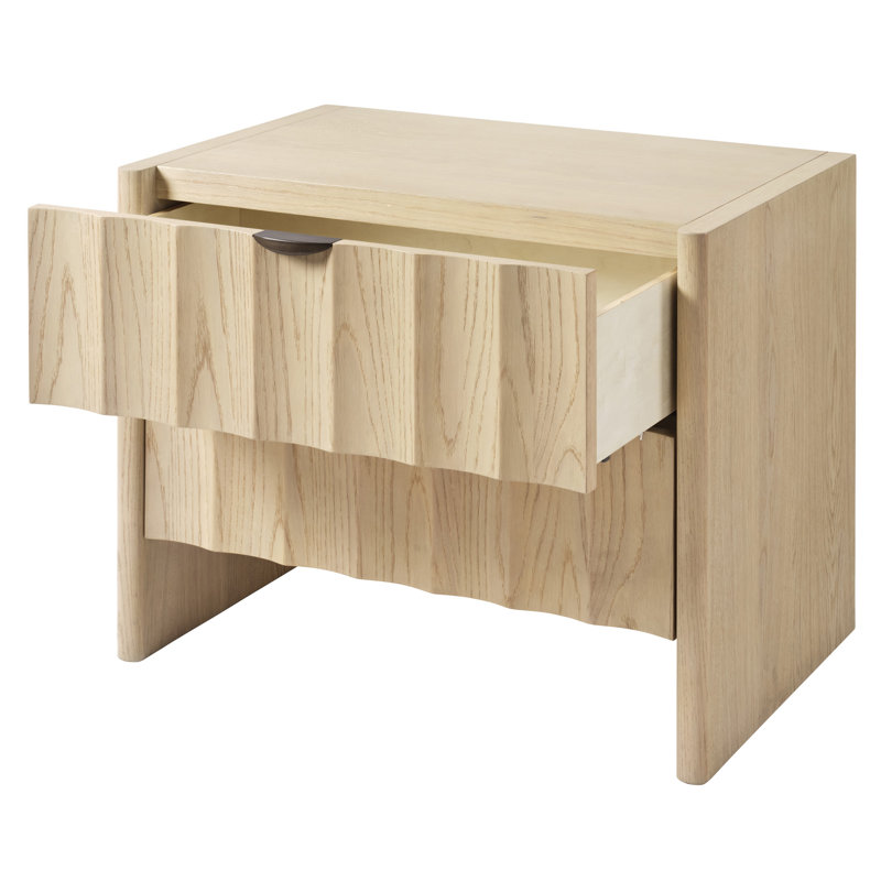 Finley 2 - Drawer Solid Wood Nightstand, Natural Pale Oak