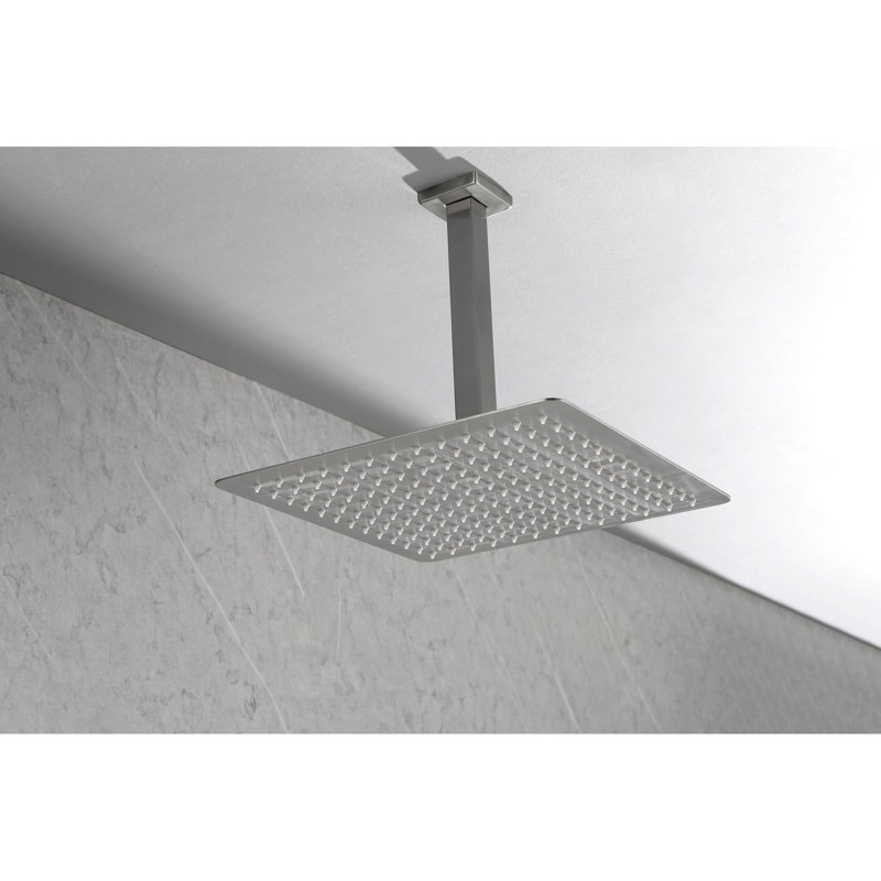 Stainless Steel Bathroom Showerhead - Brushed Nickel, High Rain, Water Saving, Self-Cleaning Shower Head For Steel, , Rainfall,