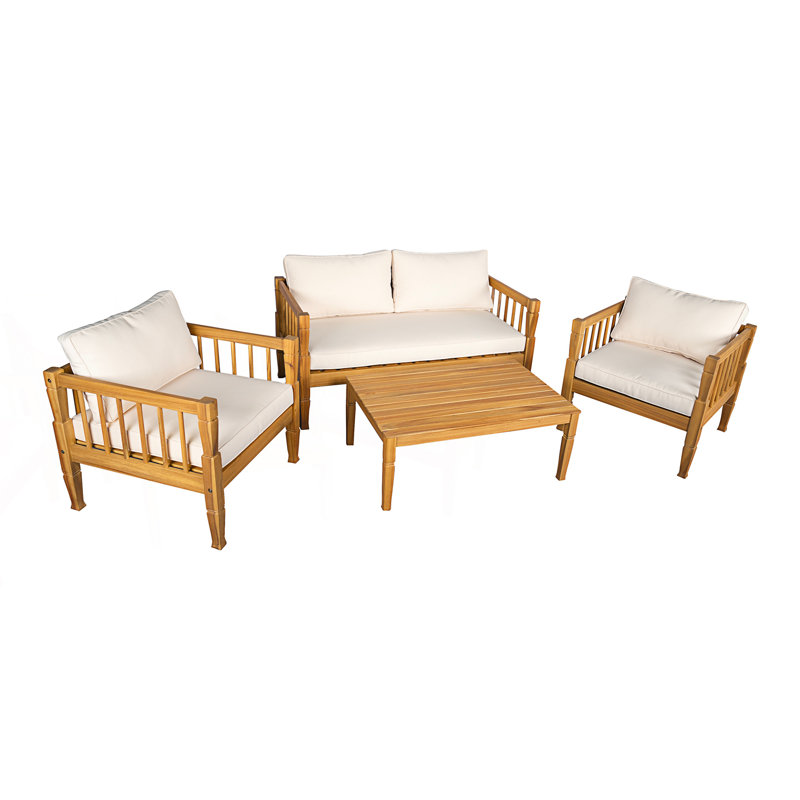4-Piece Patio Furniture Set, Patio Conversation Set, Teak