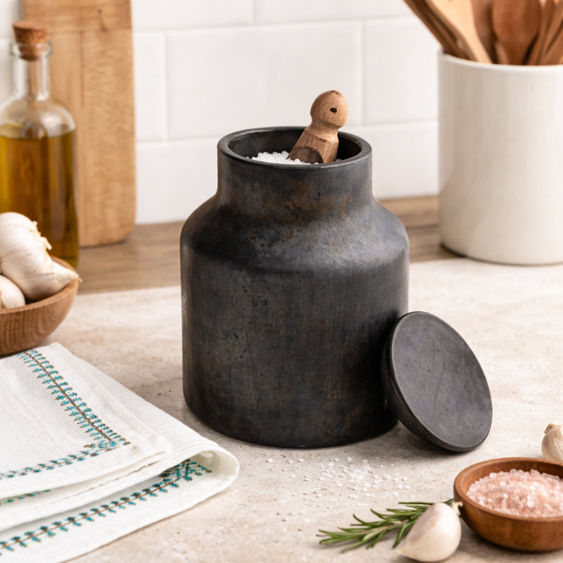 Longpi Pottery Storage Jar | Black | 4.5"x4.5"x6.25" Handmade Clay