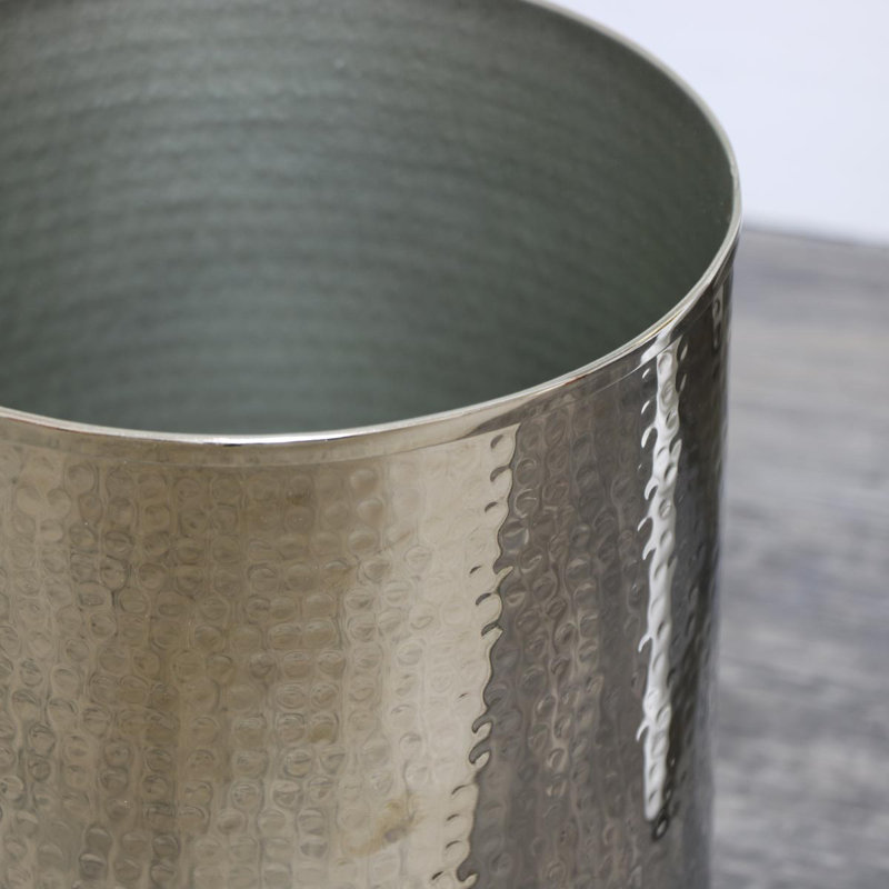 Vinalhaven Metal Open Waste Bin, Silver