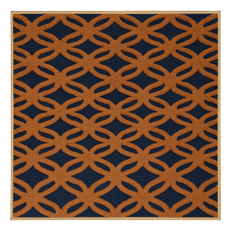 Tapis brun treillis lavable à la machine, Carré 5 pi