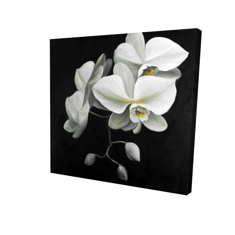 « orchidées », reproduction de peinture à l’huile sur toile tendue, H 36 po x l 36 po x P 1,5 po
