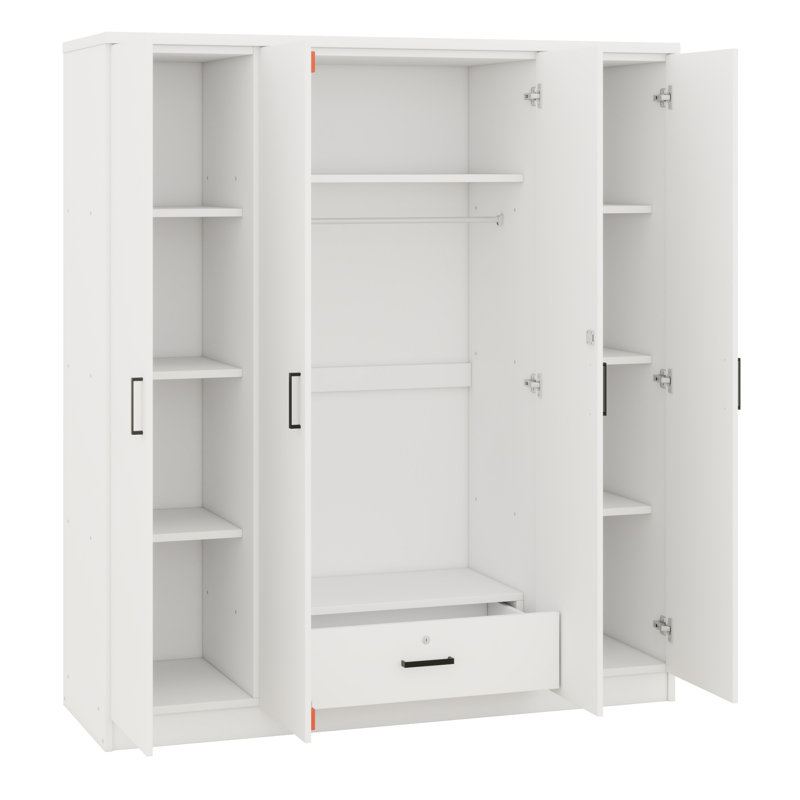 Spacious 4-Door Wardrobe with 1 Drawer, White