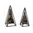 Modern Resin Pyramid Sculpture Objects with Iron Frame for Home Decor - Decorative Accent for Living Room Decoration - Set of 2, 13",12", Tan & Black