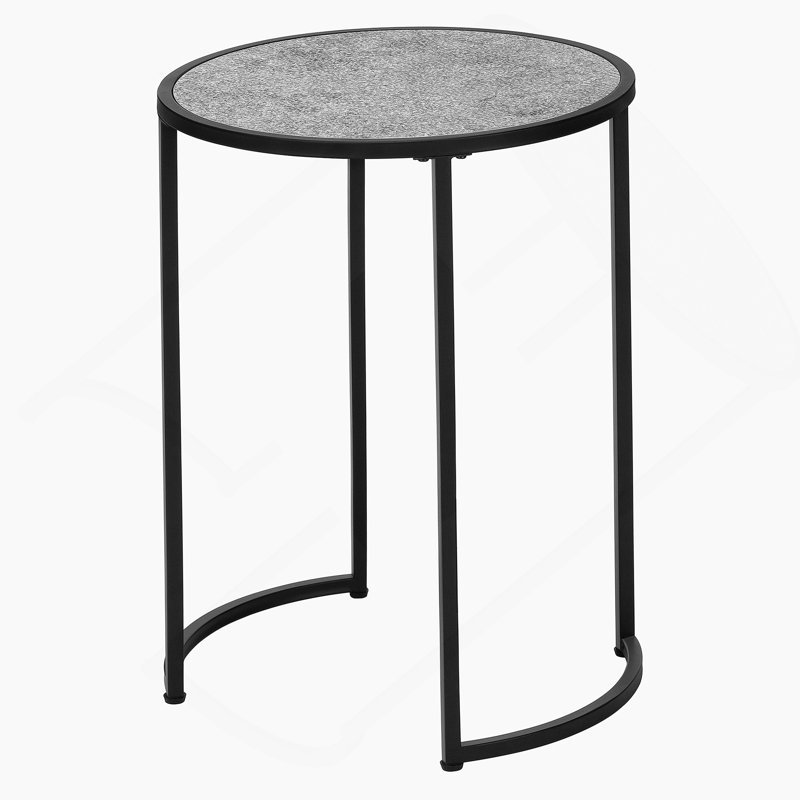 Accent Table, Side, Round, End, Nightstand, Lamp, Grey Laminate, Black Metal, Contemporary, Modern