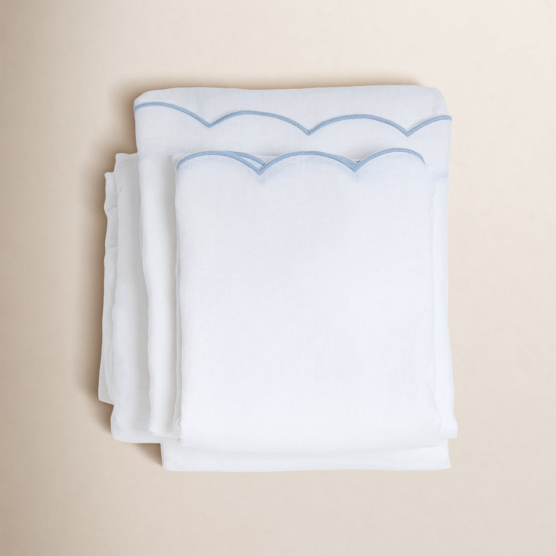 Kelly Bamboo Sheet Set, King Sheet Set + 2 Pillowcases, White/French Blue