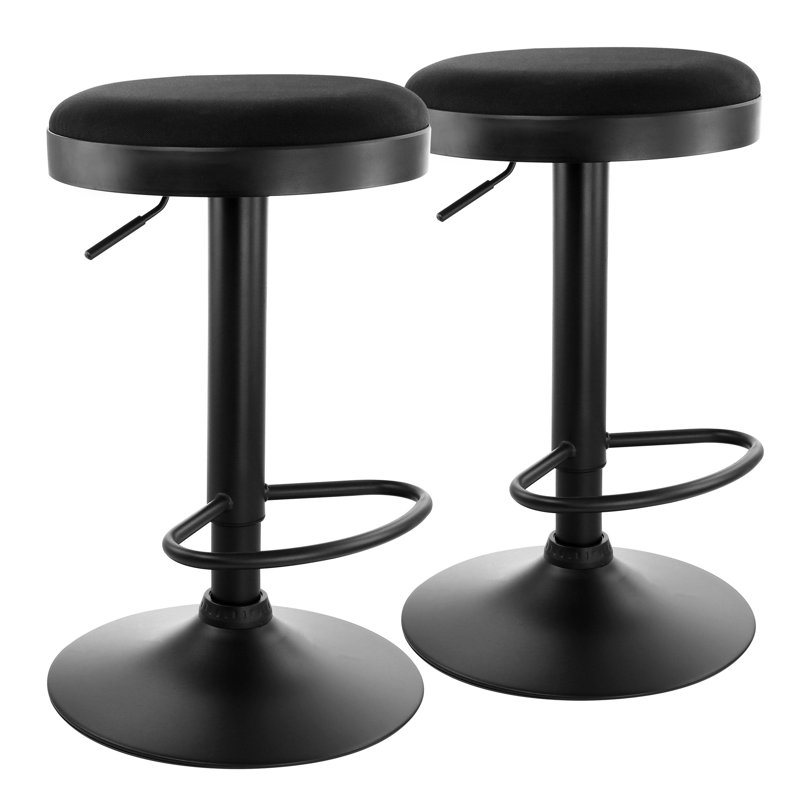 Yanelli Swivel Upholstered Adjustable Height Counter Stool with Stainless Steel Frame