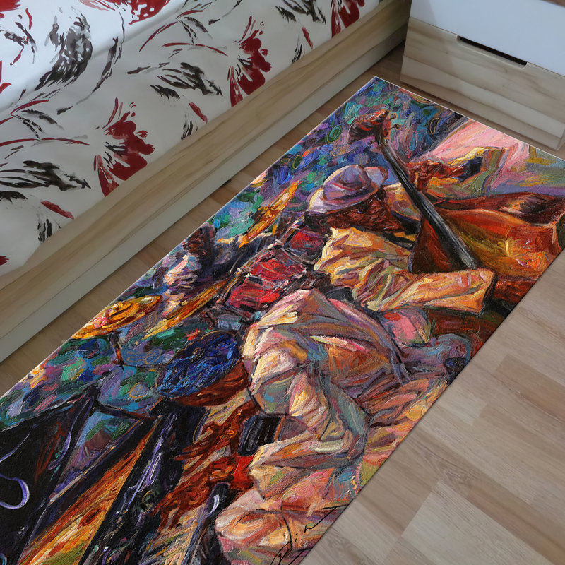 Floral Design Non Woven Thin Type Printed Rug Ideal for Indoor Use and Home Decor, Rectangle 5'11" x 9'2"