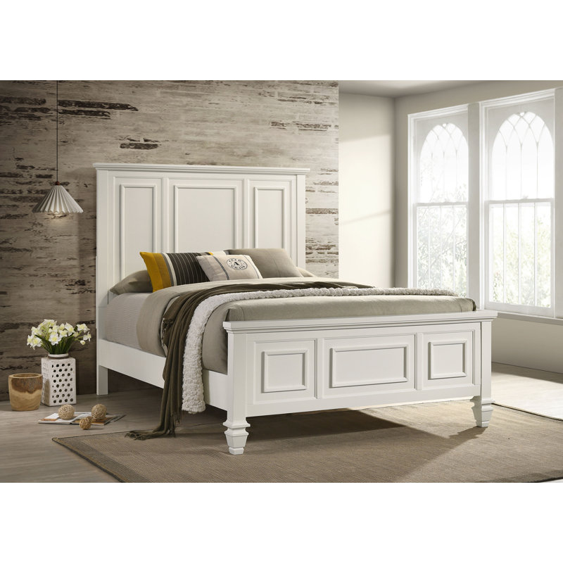Fraser Beach Wood Queen Panel Bed Cream White, Queen, Cream White