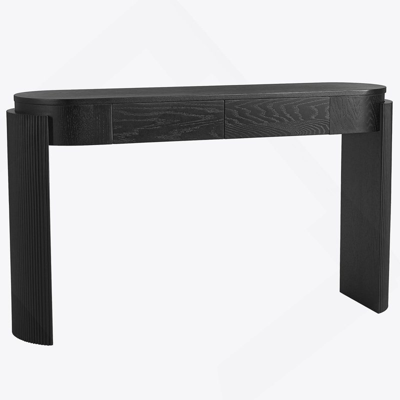 Oval Top and 2 Drawers Console Table, Black
