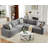 112" L-Shaped Sectional Sofa With Sloped Arm Design-Linen-1341205307