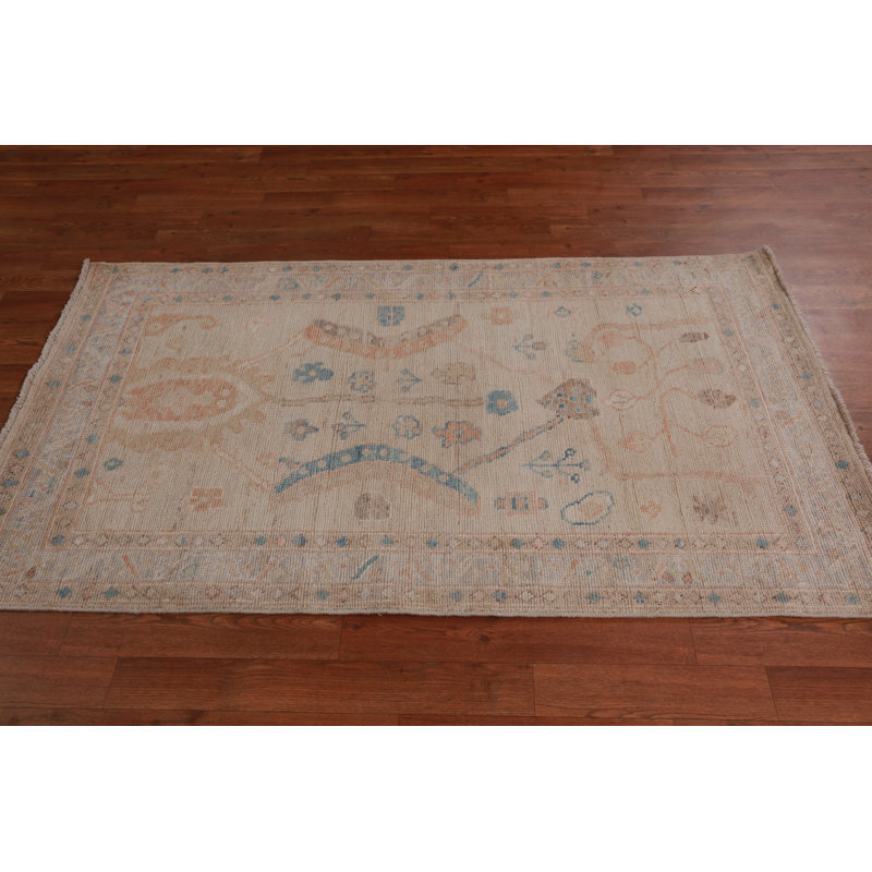 Vegetable Dye Wool Oushak Turkish Rug 3x5