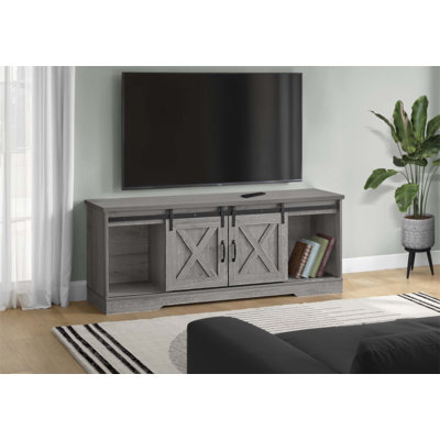 60-Inch Modern-Farmhouse TV Stand With Barn-Style Doors And Ample Storage For Living Room Or Bedroom
