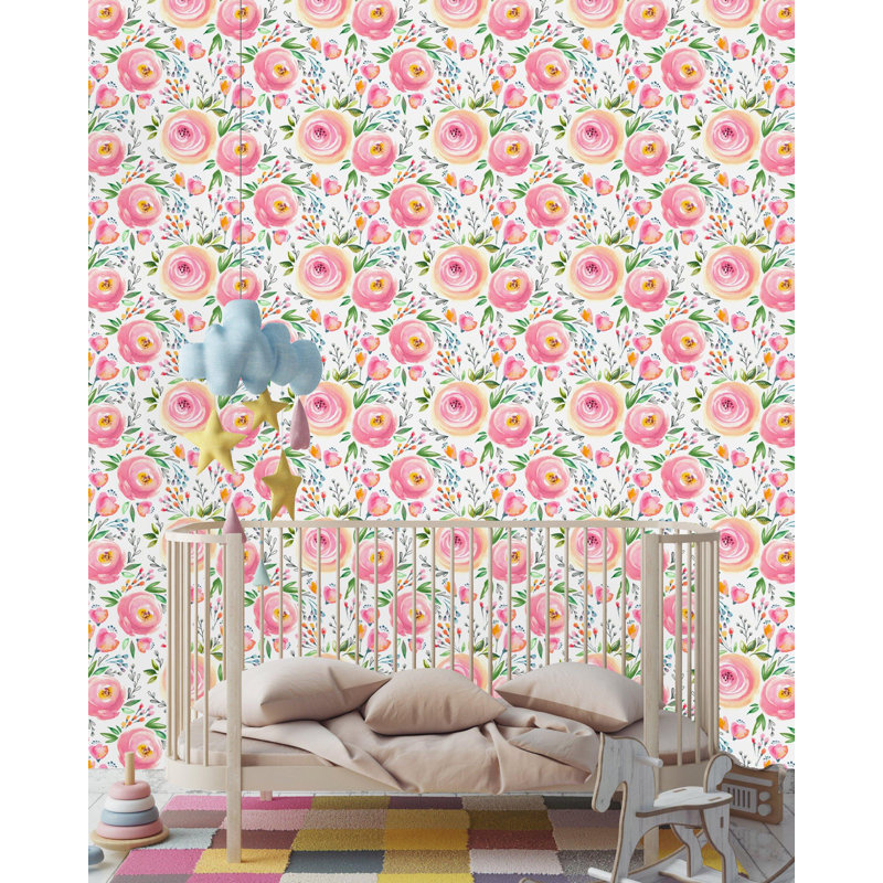 Murale à peindre à fleurs de chambre de bébé, l 25 po x H 50 po