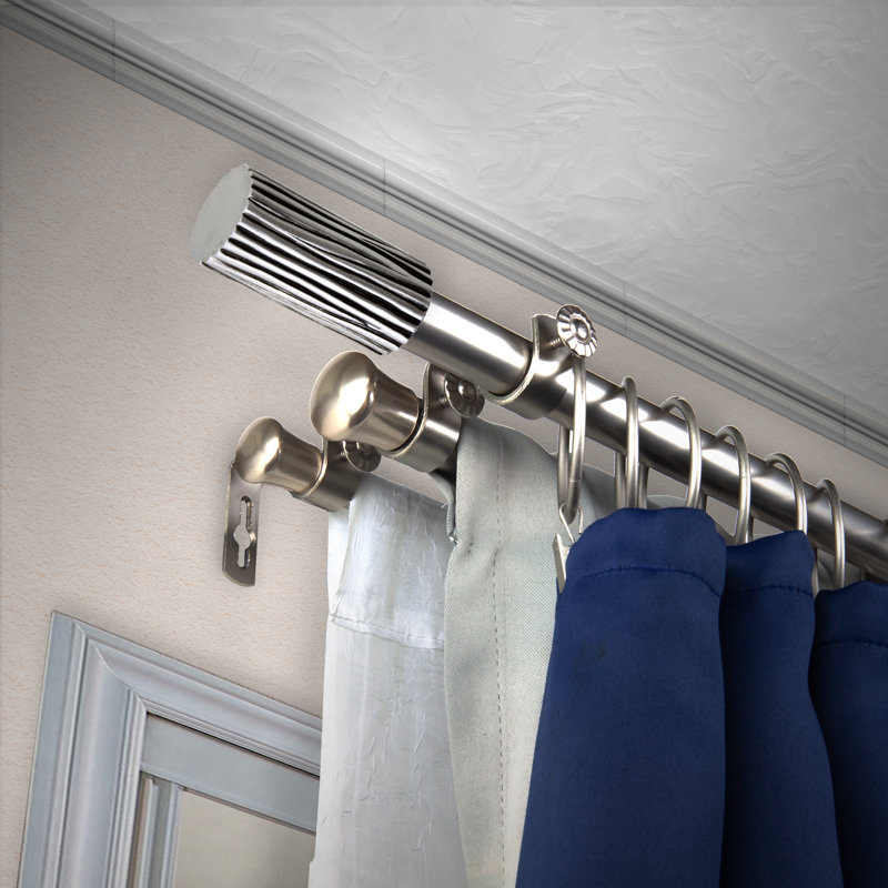 Ensemble de tringle à rideaux réglable 0,81 po Calathea, 66" - 120", Nickel satiné