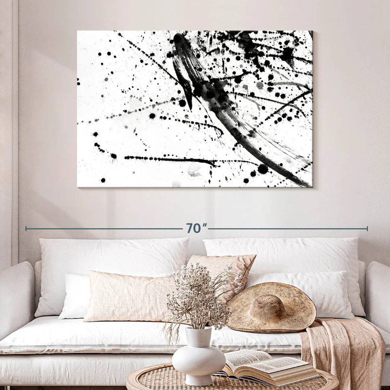 Avery abstrait noir et blanc, H 32 po x l 48 po