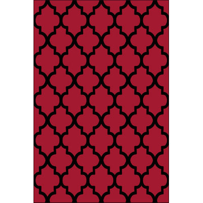 Tapis rouge / noir en velours / coton tissé à plat à la machine Janae