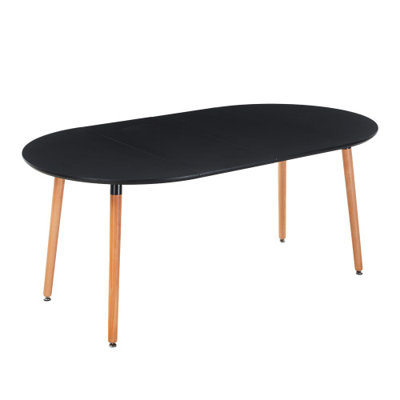 Extendable Dining Table with MDF Top and Wood Legs for Dining Room, Kitchen, Office, and Multi-Use Spaces