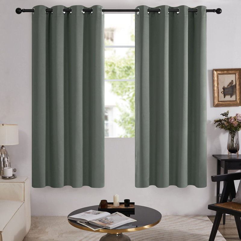 100 Percent Blackout with Liner Grommet Curtain Panel (Set of 4), 52" W x 72" L, Dark Gray