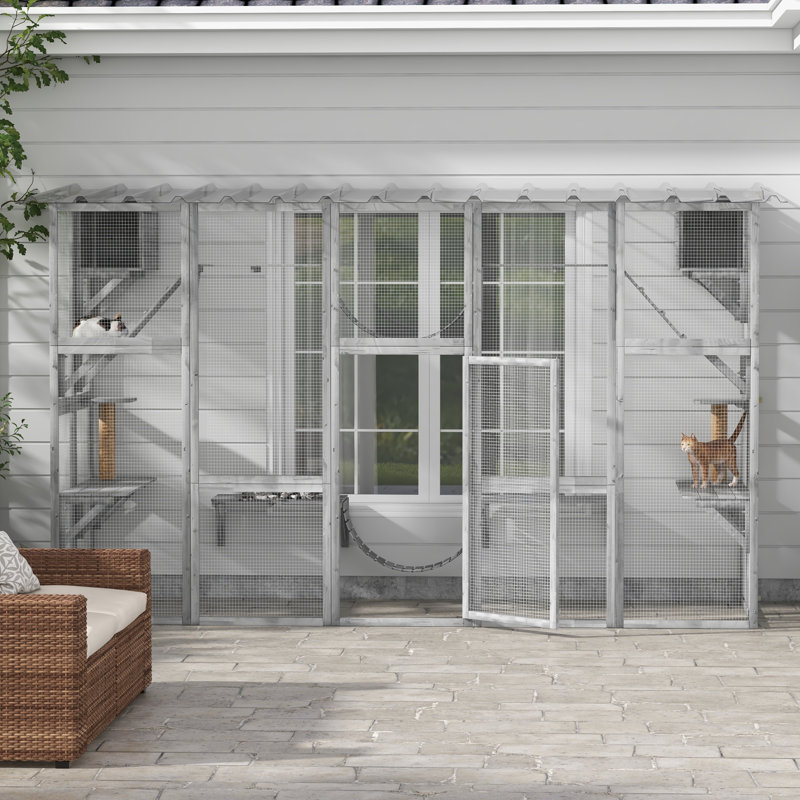 Danio Cat Cage,wood, Gray
