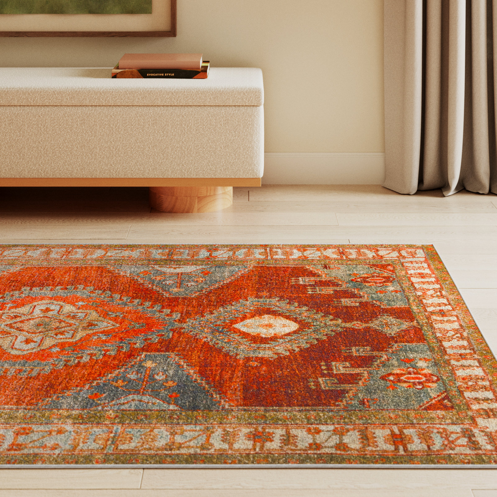 Mags Machine Washable Geometric Rug, Rectangle 5' x 7'6"