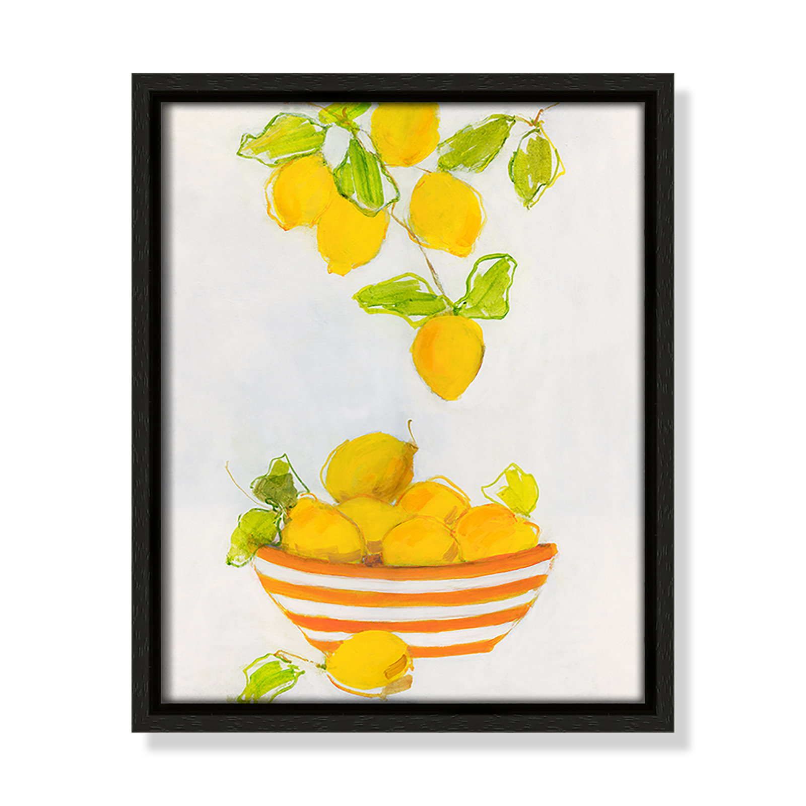 Darcy "Lemonlicious" Painting by Sally Swatland, 11.5" H x 9.5" W x 2" D, Espresso Framed Canvas