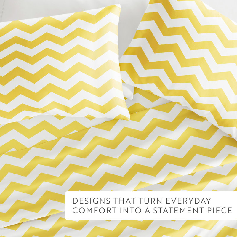 Simply Soft™ Arrow Pattern Microfiber Sheet Set, King Sheet Set + Fitted Sheet + 2 Pillowcases, Yellow