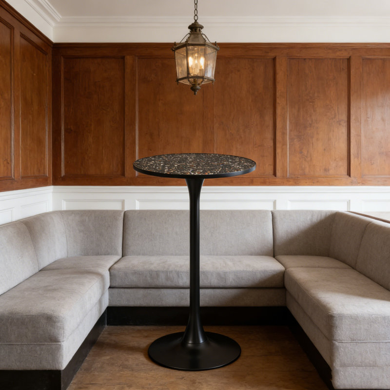 Bralie Bar Table Tall Pedestal Dining Table 60 x 106CM, Black/Black